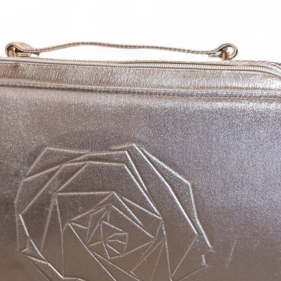 Lancôme Gold Train Case Makeup Bag – Rose Detail – Carrying Handle – Never Used - Picture 8 of 14